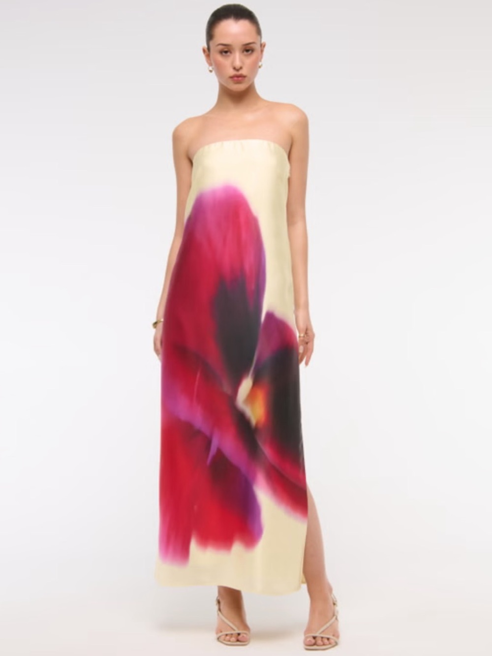 Abercrombie & Fitch Cream Maxi Dress with Pink, Purple & Green Floral Accent